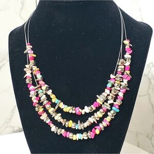 WIRE MULTI-STRAND Beaded Stones Necklace